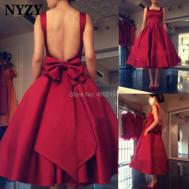 NYZY C144 Vintage Big Bow Backless Ball Gown Robe Soiree Dubai Burgundy Satin Cocktail Dresses abendkleider kurz 2019
NYZY C144 Vintage Big Bow Backless Ball Gown Robe Soiree Dubai Burgundy Satin Cocktail Dresses abendkleider kurz 2019