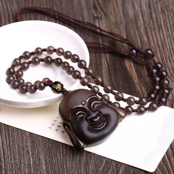 Ice hair Color Natural Obsidian Stone Laughing Buddha head pendant Necklace Lucky evil spirits for Women Men Fashion Jewelry
Ice hair Color Natural Obsidian Stone Laughing Buddha head pendant Necklace Lucky evil spirits for Women Men Fashion Jewelry