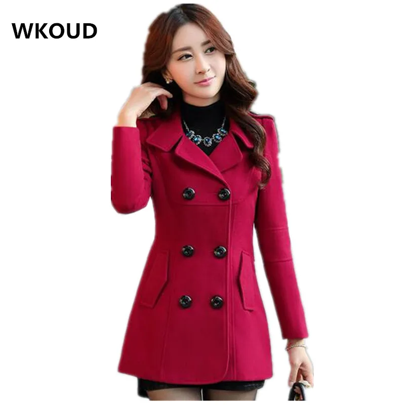 Image Plus Size XXXL Women Coat 2016 Spring Autumn Style Slim Trench Double Breasted Turn down Collar Coats 5 Color Outerwear C8103