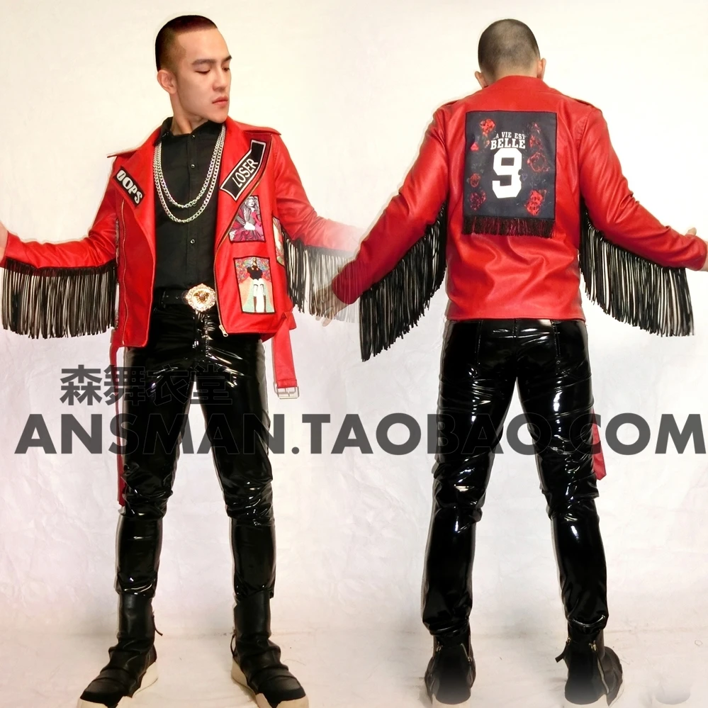 New Nightclub Male singer DJ DS costumes jacket Men's Fringed leather slim jacket stage performance outwear
New Nightclub Male singer DJ DS costumes jacket Men's Fringed leather slim jacket stage performance outwear