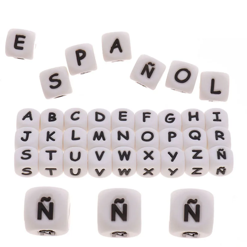 FKISBOX 20pc Spanish Alphabet Silicone Beads12mm Letter Dice Silicon Beads Baby Teething Bpa Free Bead For Baby Teether Creative
FKISBOX 20pc Spanish Alphabet Silicone Beads12mm Letter Dice Silicon Beads Baby Teething Bpa Free Bead For Baby Teether Creative