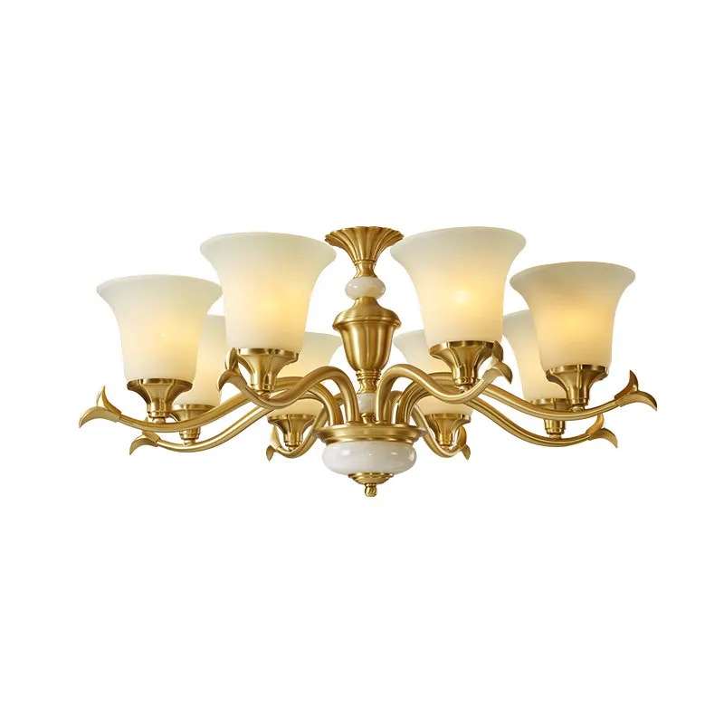 American Style All Copper Chandelier Gold Luxury Home Frosted Glass Lighting Fixture Creative Vintage LED E27 Bulb Droplight
American Style All Copper Chandelier Gold Luxury Home Frosted Glass Lighting Fixture Creative Vintage LED E27 Bulb Droplight