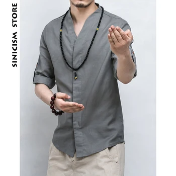 Sinicism Store Mens Cotton Linen Shirt Men Three Quarter Sleeve Solid Chinese Clothes Male V-neck Shirt Big Size 2020 New
Sinicism Store Mens Cotton Linen Shirt Men Three Quarter Sleeve Solid Chinese Clothes Male V-neck Shirt Big Size 2020 New