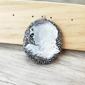 4 pcs Shell Carved women oval Pendant, Charm Rhinestone crystal pave Pendants For DIY Necklace earrings Jewelry Making PD988
4 pcs Shell Carved women oval Pendant, Charm Rhinestone crystal pave Pendants For DIY Necklace earrings Jewelry Making PD988