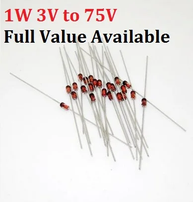 50PCS 1W Zener diode 1N/IN4727A 3V/ IN4728A 3.3V/ IN4729A/3.6V IN4730A/3.9V IN4731A/4.3V IN4732A/4.7V IN4733A/5.1V IN4734A/5.6V
50PCS 1W Zener diode 1N/IN4727A 3V/ IN4728A 3.3V/ IN4729A/3.6V IN4730A/3.9V IN4731A/4.3V IN4732A/4.7V IN4733A/5.1V IN4734A/5.6V