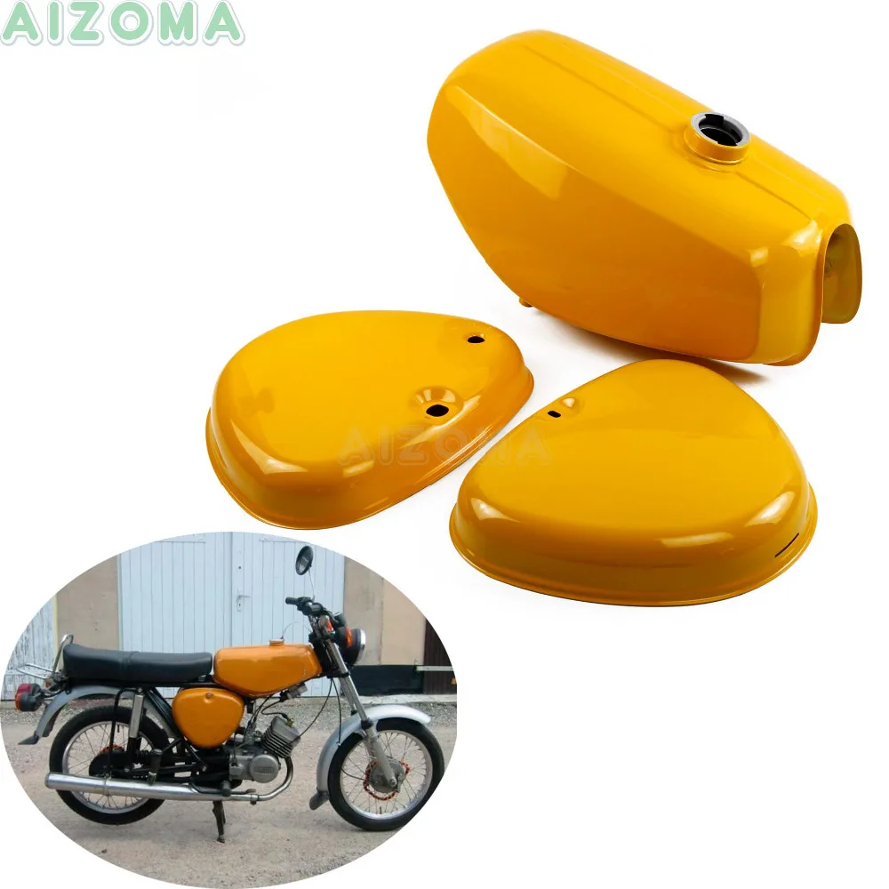 1 Set Yellow Custom Motorcycle Gas Oil Tank w/ 2pcs Steel Side Cover Retro Fuel Tank Kit For Simson S50 S51 S70 ( 200655 )
1 Set Yellow Custom Motorcycle Gas Oil Tank w/ 2pcs Steel Side Cover Retro Fuel Tank Kit For Simson S50 S51 S70 ( 200655 )