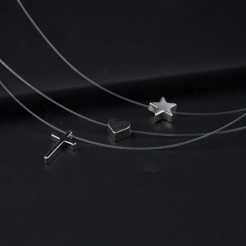 Jisensp New Fashion Tiny Heart Choker Necklace Women Cute Crystal Invisible Chain Necklace Pendants Simple Silver Star Necklaces
Jisensp New Fashion Tiny Heart Choker Necklace Women Cute Crystal Invisible Chain Necklace Pendants Simple Silver Star Necklaces
