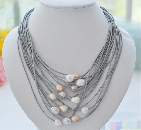 HOT## Wholesale FREE SHIPPING >>> P3885 15row 20" 13mm white pink rice pearl gray leather necklace
HOT## Wholesale FREE SHIPPING >>> P3885 15row 20" 13mm white pink rice pearl gray leather necklace