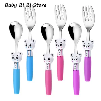 Cute Cartoon Spoon Fork Baby Tableware Kids Children Training Eating Spoons Forks Set Gift 304 Stainless Steel
Cute Cartoon Spoon Fork Baby Tableware Kids Children Training Eating Spoons Forks Set Gift 304 Stainless Steel