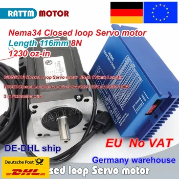 

EU Free VAT Nema34 8N.m Closed Loop Servo motor L-116mm Stepper Motor 6A & HSS86 Hybrid Step-servo Driver 8A CNC Controller Kit