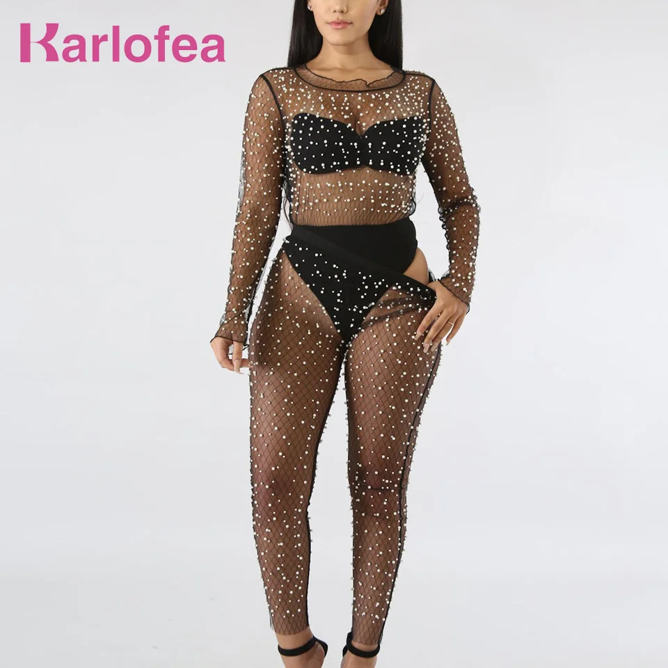 Karlofea Casual Plus Size XXL Women Set Sexy Sheer Mesh Beading Two Piece Set High Waist Holidays Beach Suit Club Party Clothing
Karlofea Casual Plus Size XXL Women Set Sexy Sheer Mesh Beading Two Piece Set High Waist Holidays Beach Suit Club Party Clothing