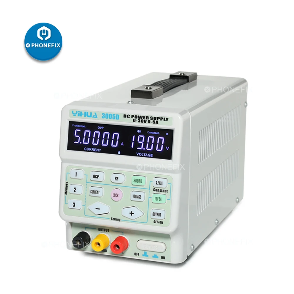 PHONEFIX YIHUA 3005D 220V 110V Regulated Adjustable Digital Display DC Power Supply For Cell Phone Motherboard Soldering Repair
PHONEFIX YIHUA 3005D 220V 110V Regulated Adjustable Digital Display DC Power Supply For Cell Phone Motherboard Soldering Repair
