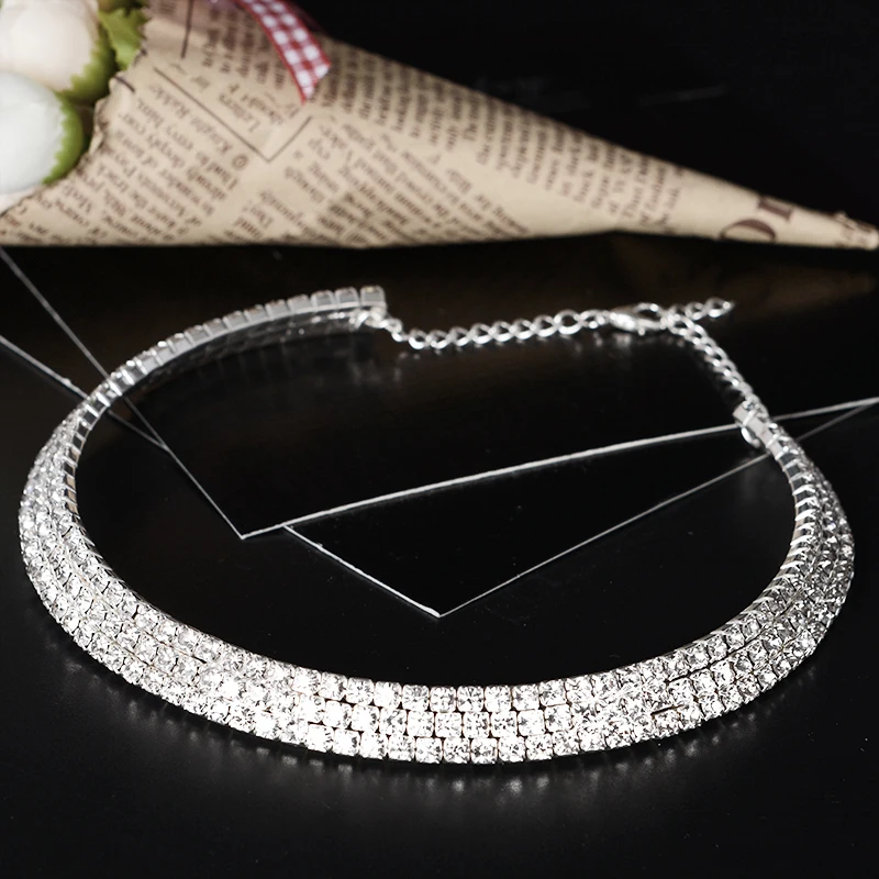 Свадебный чокер для невесты многослойное ожерелье с кристаллами и стразами