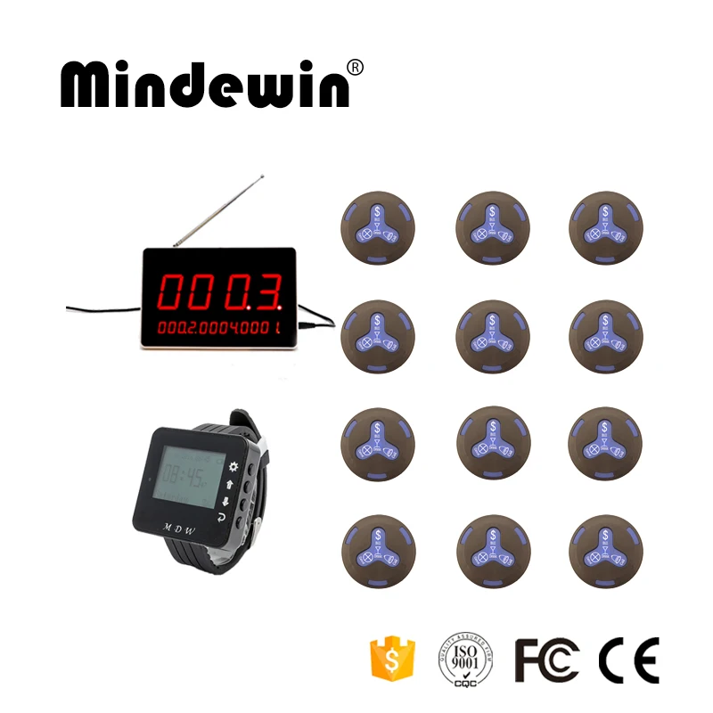 Mindewin Wireless Waiter Call System Hotel Call Bell 12 New Waterproof Call Button +1 LED Display +1 Waiter Wrist Watch Pager
Mindewin Wireless Waiter Call System Hotel Call Bell 12 New Waterproof Call Button +1 LED Display +1 Waiter Wrist Watch Pager