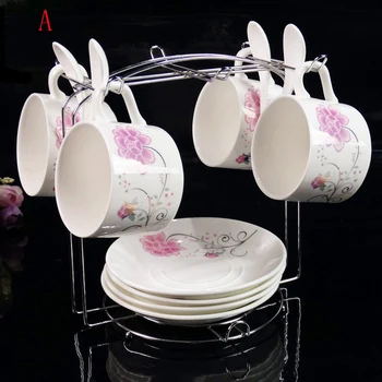 Ceramic coffee mug set 4 sets of high-grade bone china coffee mug dish spoon with shelf sets of household afternoon tea set gift
Ceramic coffee mug set 4 sets of high-grade bone china coffee mug dish spoon with shelf sets of household afternoon tea set gift