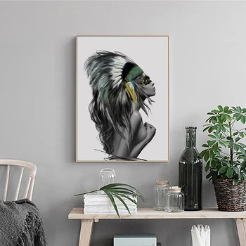 Simple Fashion Abstract Feather Tribal Girl Art Canvas Painting Poster Print Modern Wall Picture Home Living Room Decoration
Simple Fashion Abstract Feather Tribal Girl Art Canvas Painting Poster Print Modern Wall Picture Home Living Room Decoration