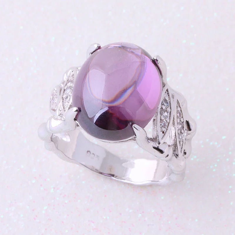 Женское кольцо с искусственным фиолетовым драгоценным камнем|ring jewelry|925 stampcolorful