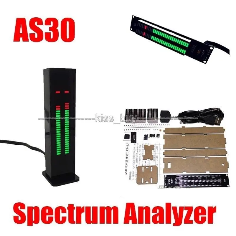 

Профессиональный AS30 светодиодный анализатор музыкального спектра, стереозвук, индикатор уровня звука, ритм, VU, двойной 30 сегментов