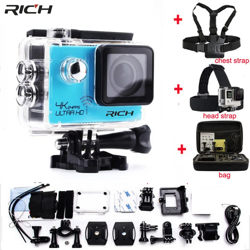RICH Action Camera HD 4K 1080P 2.0" LCD Wifi Novatek 96660 Waterproof Helmet Diving Mini Cam Extreme Mini Sport Camera
RICH Action Camera HD 4K 1080P 2.0" LCD Wifi Novatek 96660 Waterproof Helmet Diving Mini Cam Extreme Mini Sport Camera