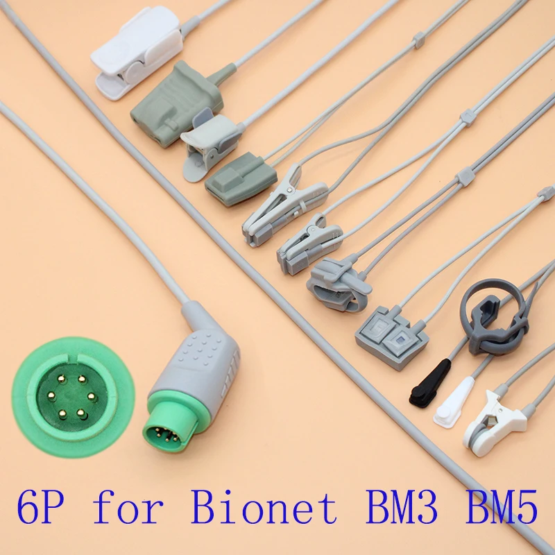 Compatible 6pin Bionet BM3 BM5 Spo2 sensor cable for adult/pediatric/child/Neonate/veterinary,Finger/Ear/Foot/Forehead Probe.
Compatible 6pin Bionet BM3 BM5 Spo2 sensor cable for adult/pediatric/child/Neonate/veterinary,Finger/Ear/Foot/Forehead Probe.
