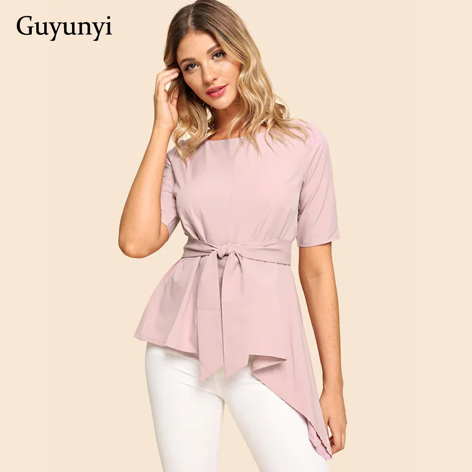 Modern Lady Party Blouse 2019 Spring Elegant Office Lady Shirt Casual Solid Color Tops Short Sleeve Asymmetrical Hem With Belt
Modern Lady Party Blouse 2019 Spring Elegant Office Lady Shirt Casual Solid Color Tops Short Sleeve Asymmetrical Hem With Belt