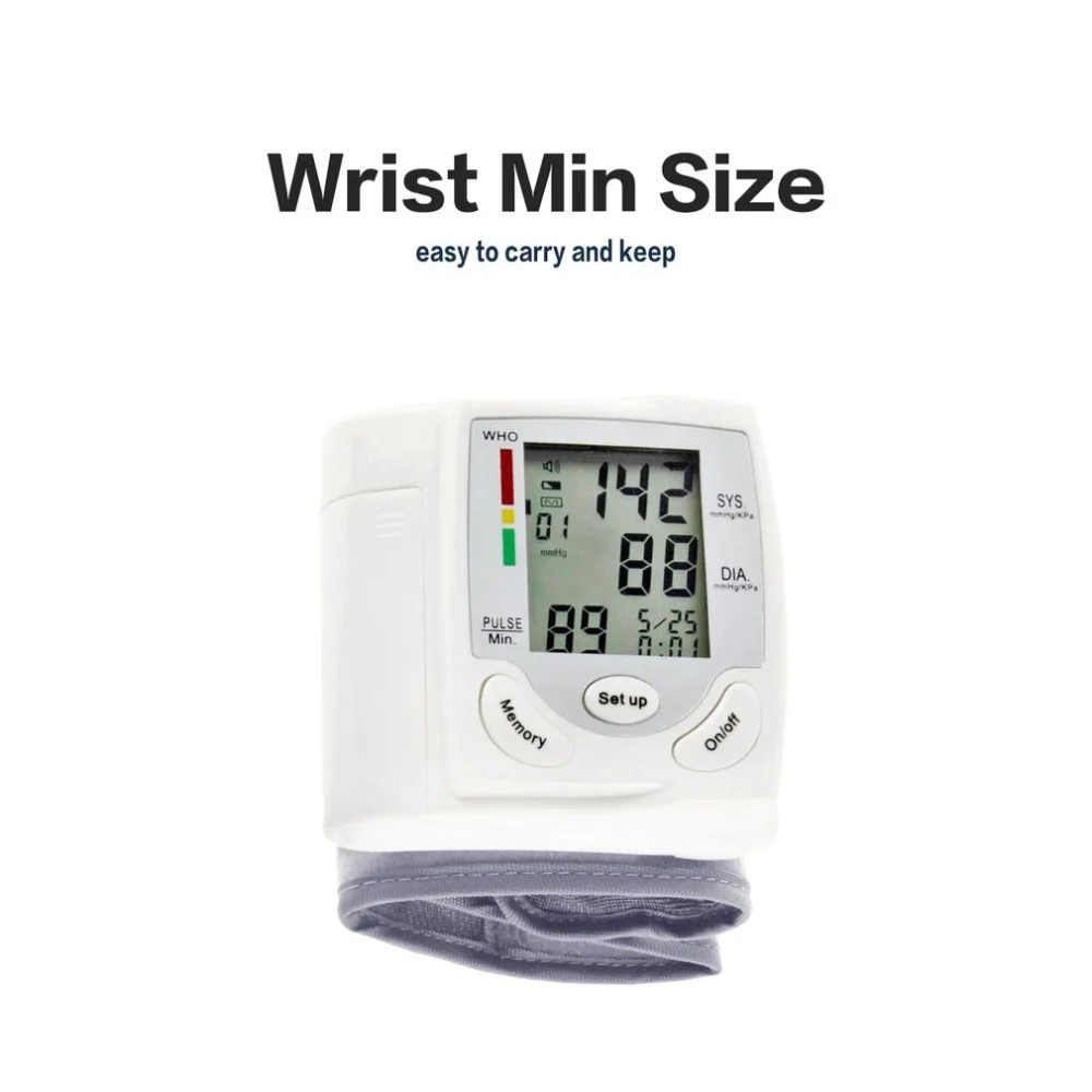 Auto LCD Digital Upper Arm Blood Pressure monitor Meter Wrist BP Home Heart Beat Pulse Monitor with Cuff Health Care Instrument
Auto LCD Digital Upper Arm Blood Pressure monitor Meter Wrist BP Home Heart Beat Pulse Monitor with Cuff Health Care Instrument
