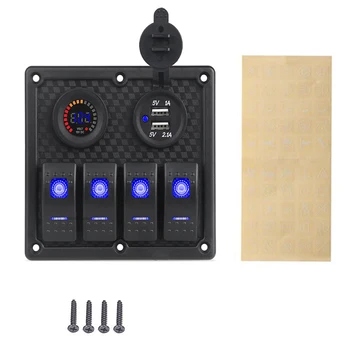 4 Gang Rocker Switch Panel for Car Boat Switches Colorful 12 V Voltmeter LED Dual Car USB Charger for Auto Car Boat Switch Panel
4 Gang Rocker Switch Panel for Car Boat Switches Colorful 12 V Voltmeter LED Dual Car USB Charger for Auto Car Boat Switch Panel