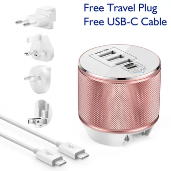 USB-C 4-Port USB Charger with EU/UK/AU travel Plug for LG G5/G6, Nexus 5X/6P, Onplus 2/3T, Sony Xperia XZ, P9 and more
USB-C 4-Port USB Charger with EU/UK/AU travel Plug for LG G5/G6, Nexus 5X/6P, Onplus 2/3T, Sony Xperia XZ, P9 and more