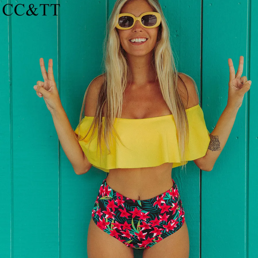 CC&TT 2019 New Sexy High Waist Bikini Swimwear Women Swimsuit Off Shoulder Bathing Suit Biquini Ruffle Brazilian Bikini Set
CC&TT 2019 New Sexy High Waist Bikini Swimwear Women Swimsuit Off Shoulder Bathing Suit Biquini Ruffle Brazilian Bikini Set