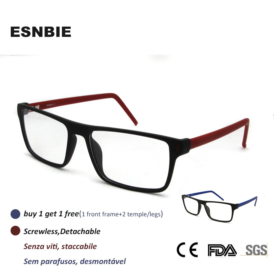 ESNBIE Designer Eyewear Optical Men Square Eyeglasses Clear Lens Screwless TR90 Prescription Glasses Frame Women 2Pcs
ESNBIE Designer Eyewear Optical Men Square Eyeglasses Clear Lens Screwless TR90 Prescription Glasses Frame Women 2Pcs