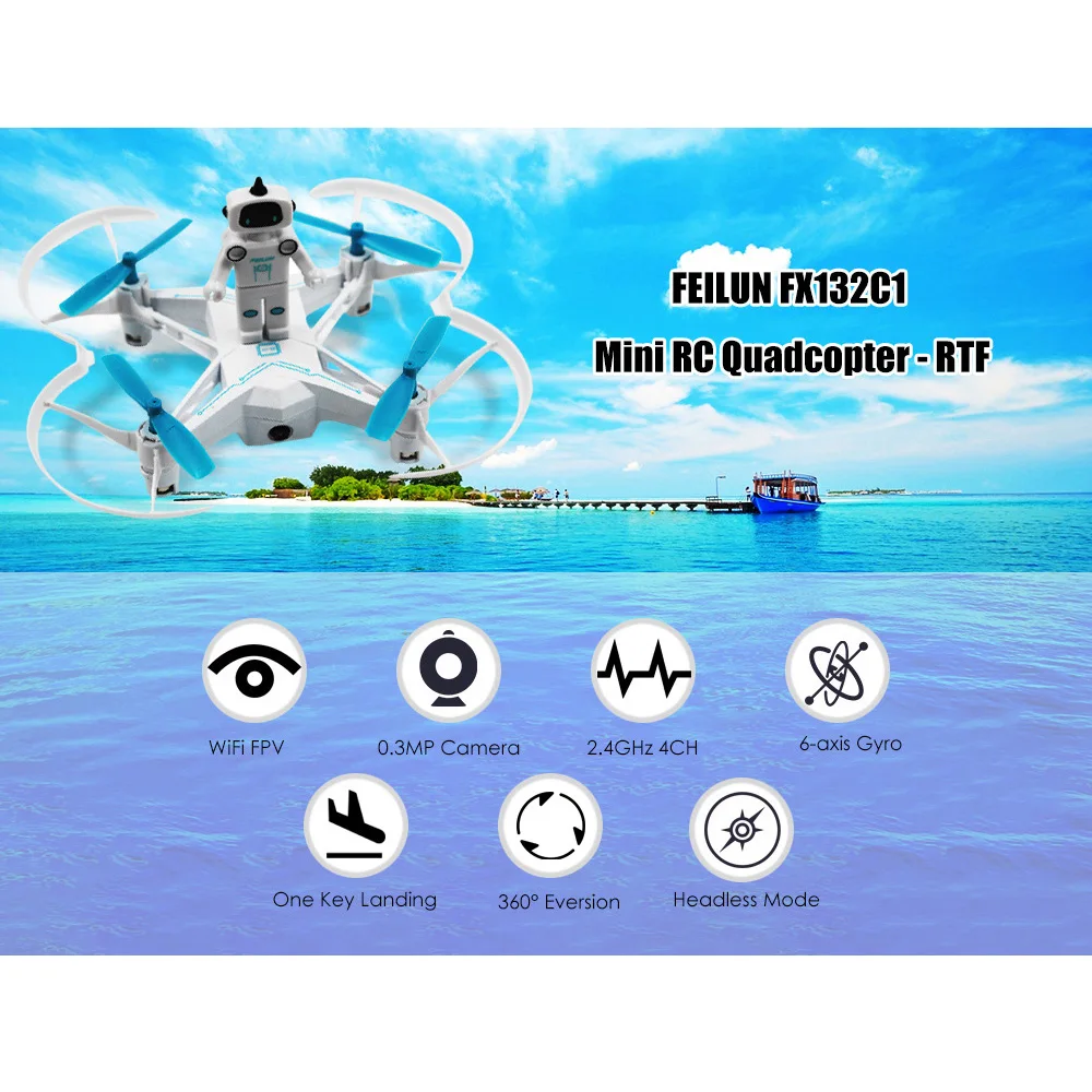 

Brand New RC Drone Dron WiFi FPV 0.3MP Camera 2.4GHz 4CH 6-axis Gyro Drones Headless Mode 360 Degree Rotation Fly Helicopter RTF