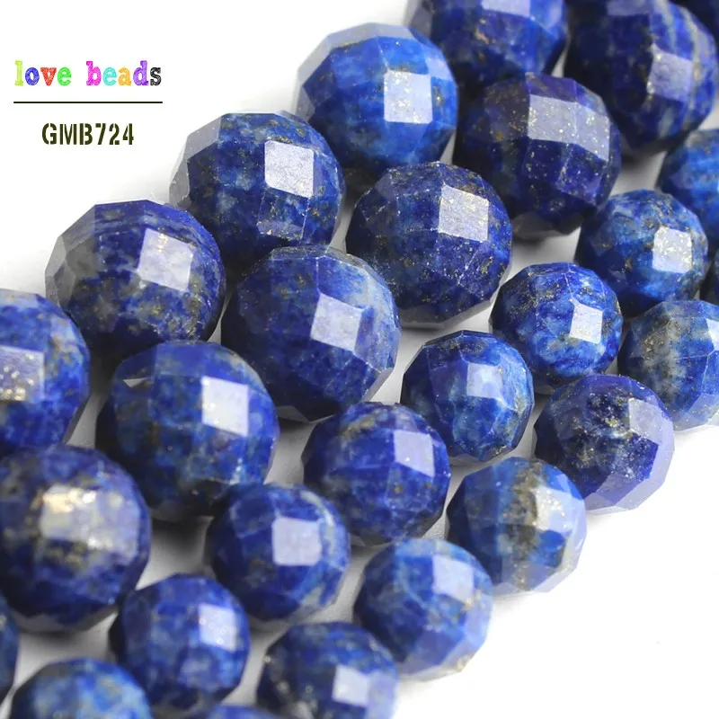 

AA+ Natural Faceted Lapis Lazuli Stone Round Beads for Jewelry Making Diy Bracelet Necklace 7.5'' strand 6mm 8mm