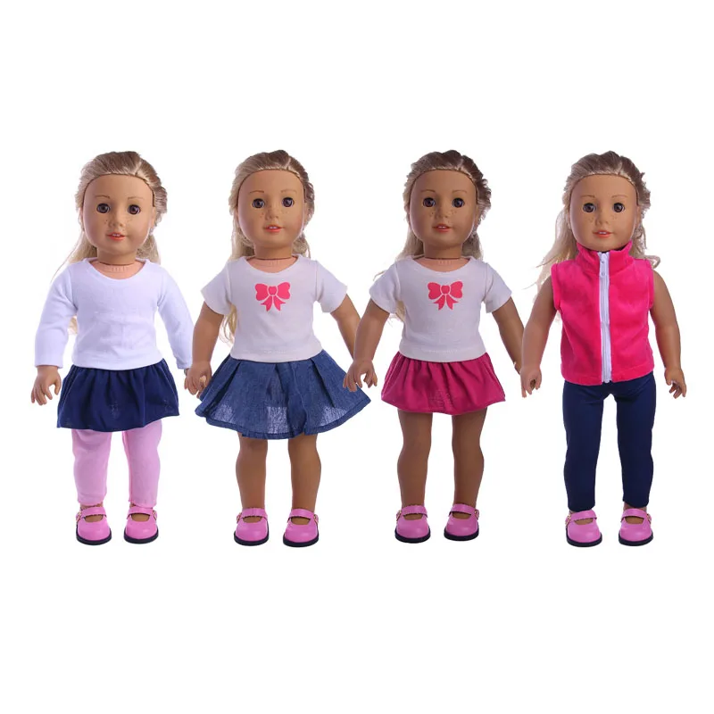 

Handmade T-shirts, Skirts,Pants For American 18 Inch Girl Doll clothes 43 cm Baby New Born Items Our Generation Toys For Girls