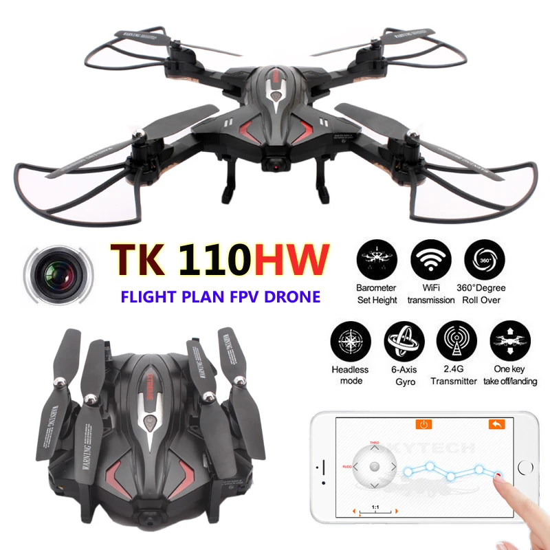 

TK110WH FPV Quadcopter Flight Plan Mode Drones With Camera HD WIFI Quadrocopter RC Helicopter Dron 2.4G 6 axis Helicoptero