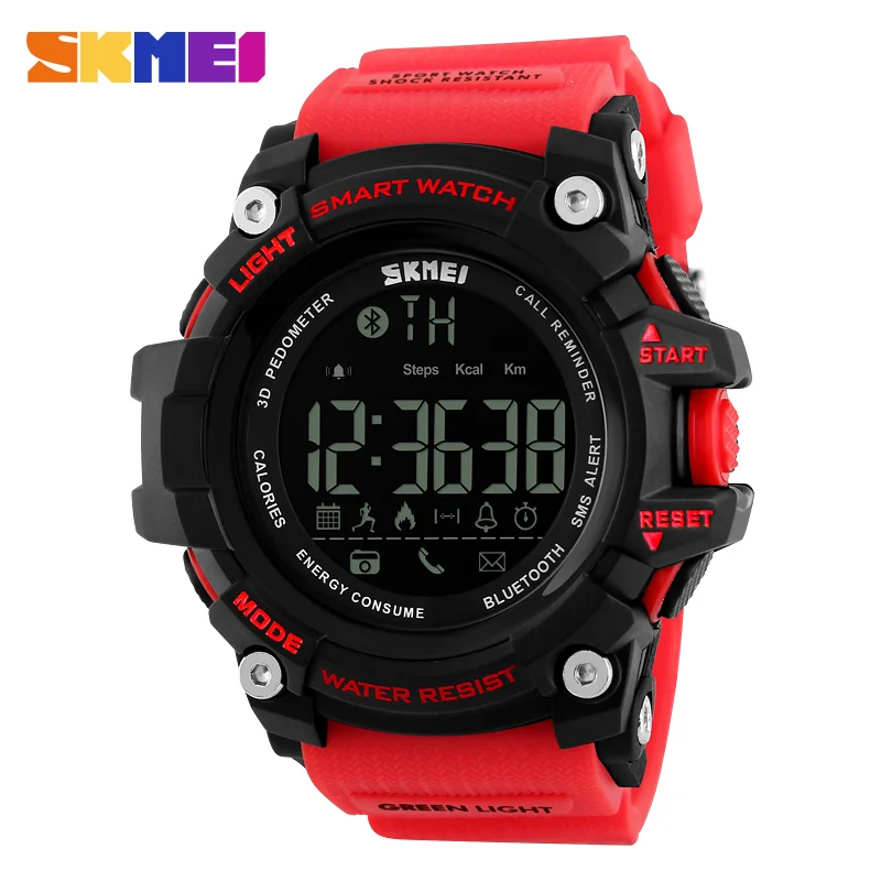 

SKMEI Men Smart Watch Pedometer Calories Chronograph Fashion Sport Watches Chronograph 50M Waterproof Digital Wristwatches 1227