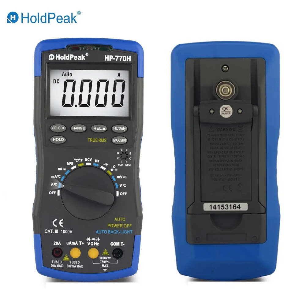 Multimetro HoldPeak HP-770H LCD Digital Multimeter Voltmeter Ohmmeter Ammeter Capacitance Tester
Multimetro HoldPeak HP-770H LCD Digital Multimeter Voltmeter Ohmmeter Ammeter Capacitance Tester