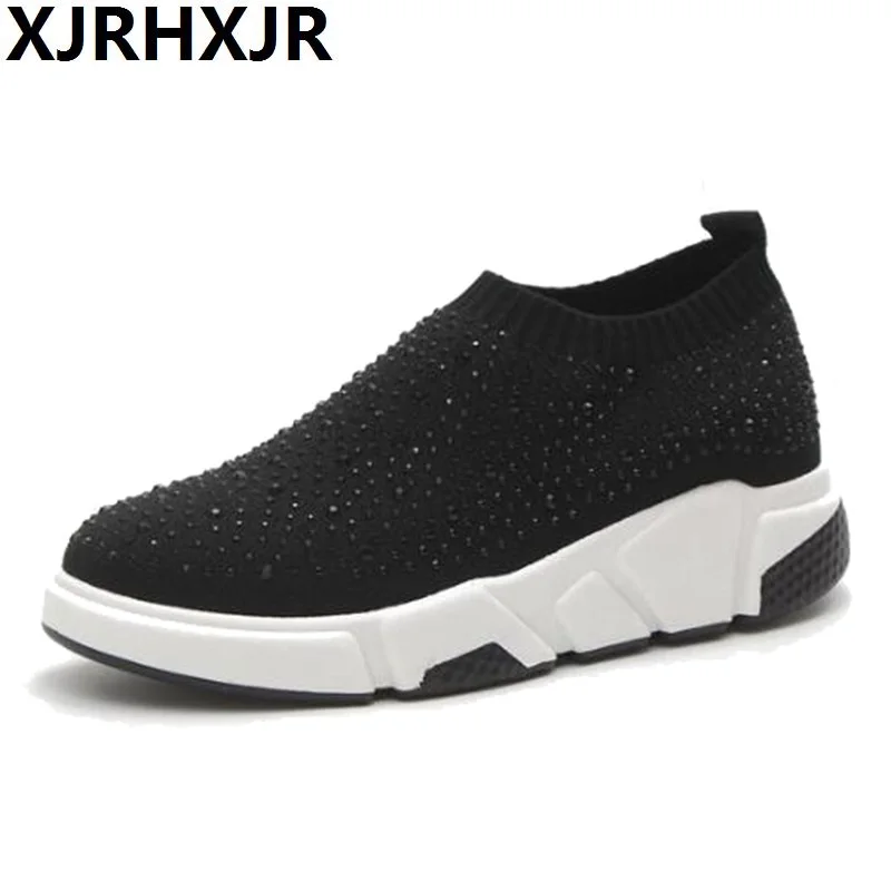 XJRHXJR 2019 Women Casual Shoes Knitted Sock Ankle Boots Autumn Winter Crystal Platform Shoes Black Slip On Sneakers
XJRHXJR 2019 Women Casual Shoes Knitted Sock Ankle Boots Autumn Winter Crystal Platform Shoes Black Slip On Sneakers