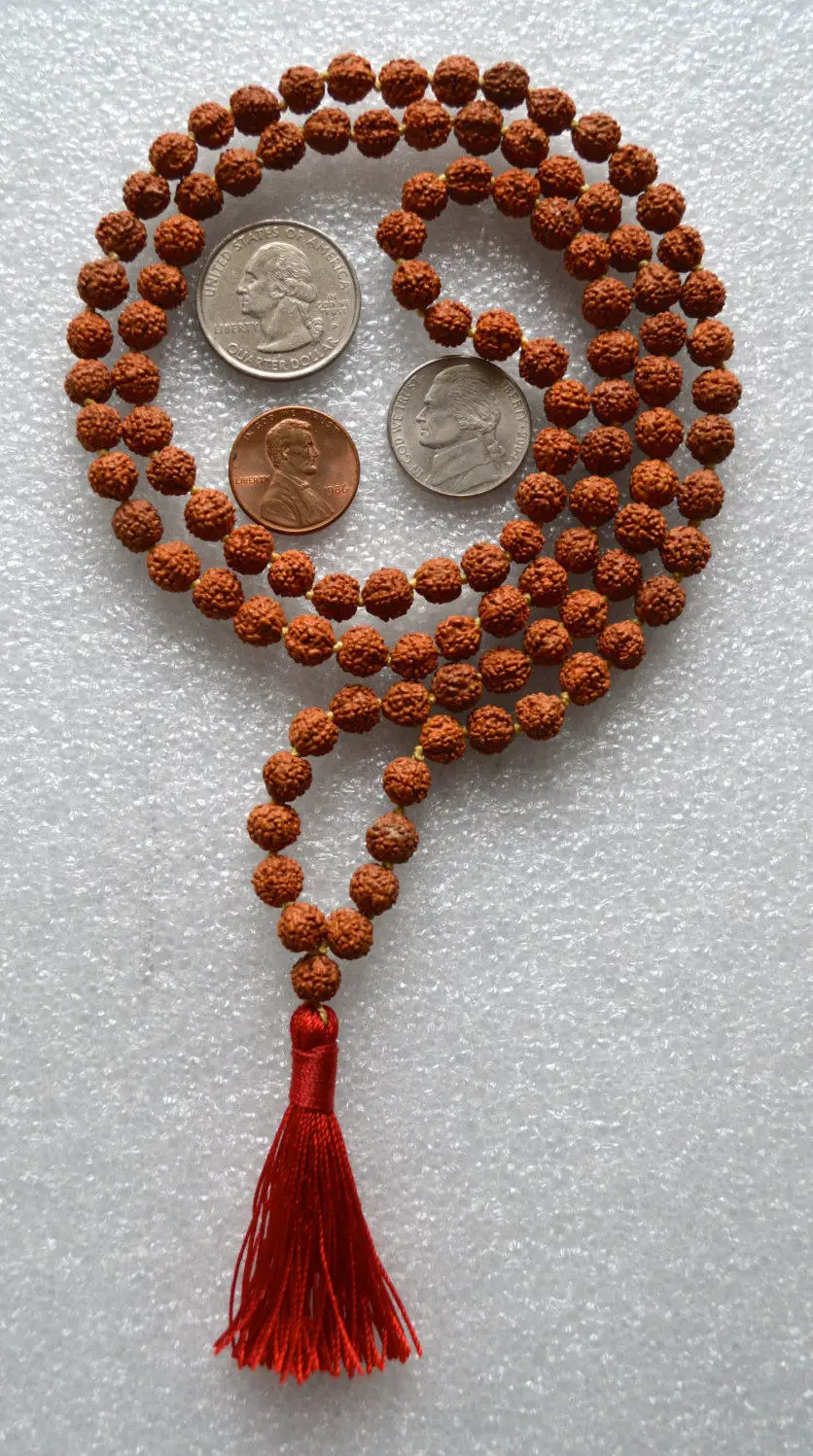 

5 Mukhi 108 Rudraksha beads Small Shiva Tears Necklace bodhi Mala Bead Natural Indian Seeds Yoga Buddhist Jewelry hand kontted