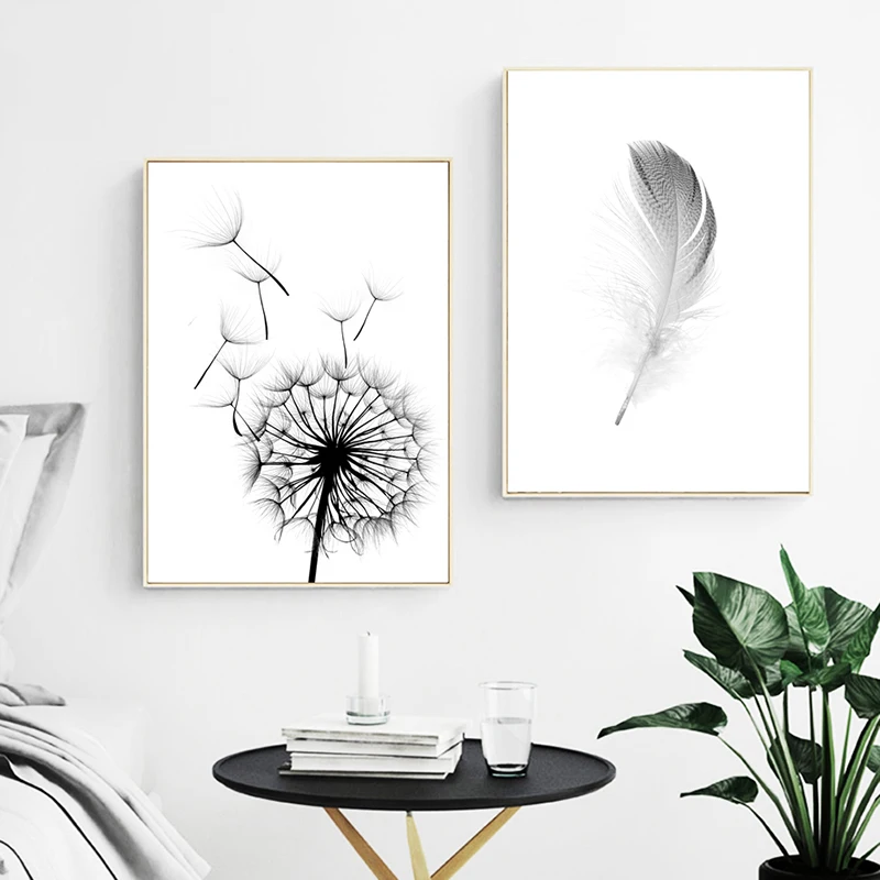 

Nordic Style Feather Dandelion Poster Simple Quotes HD Wall Art Modular Picture Canvas Painting Print Restaurant Home Decoration