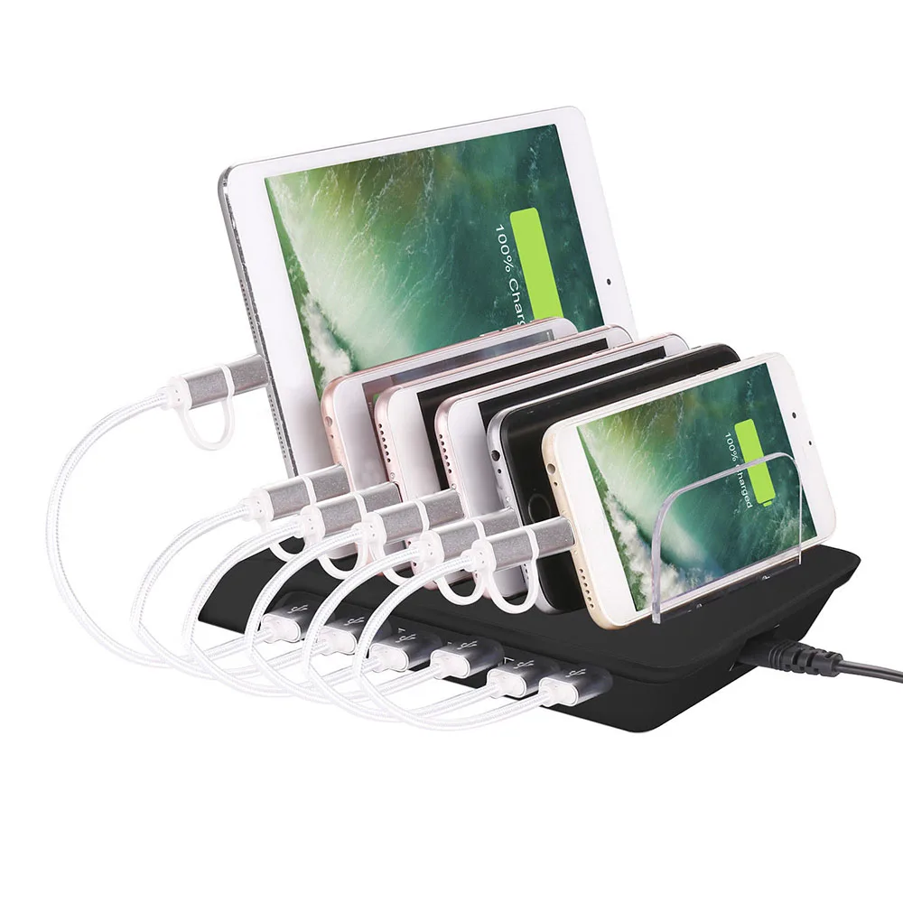 New 2.4A 6-Port USB Fast Charging Smart Charger Station Stand Desktop Chargers Dock For iPhone Android Tablet Good Quality | Мобильные