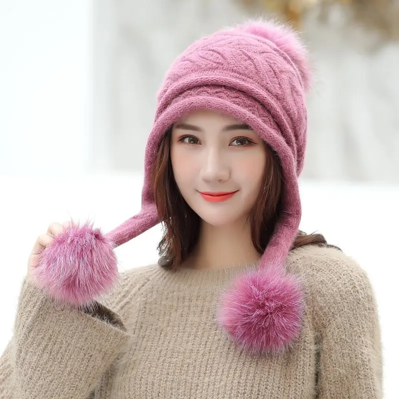 Girl Warm Ski 2018 New Brand Big Fur Pom Poms Warm knit hat Winter Women Beanie Hat thick Skullies Female Cap
Girl Warm Ski 2018 New Brand Big Fur Pom Poms Warm knit hat Winter Women Beanie Hat thick Skullies Female Cap