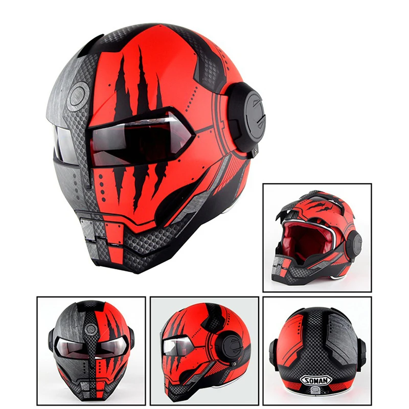 SOMAN 515 Personalized Iron Man Motorcycle Helmet Flip Up Verspa Ironman Skull Capacete Robot Moto Casco DOT Approval
SOMAN 515 Personalized Iron Man Motorcycle Helmet Flip Up Verspa Ironman Skull Capacete Robot Moto Casco DOT Approval