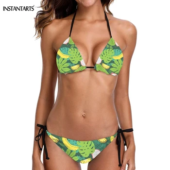INSTANTARTS 2019 Summer New Woman Sexy Bikini Set Tropical Fruit/Palm Leaves Print Halter Bathing Suits Triangle Beach Swimwear 
INSTANTARTS 2019 Summer New Woman Sexy Bikini Set Tropical Fruit/Palm Leaves Print Halter Bathing Suits Triangle Beach Swimwear
