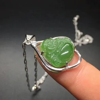 Natural Hetian jade pendant, S925 silver inlaid Buddha, bless all sentient beings, happy laugh Buddha Pendant
Natural Hetian jade pendant, S925 silver inlaid Buddha, bless all sentient beings, happy laugh Buddha Pendant
