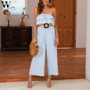 Womail bodysuit Women fashion Sleeveless beach Playsuit Striped Print long Jumpsuit Ladies Ruffled Romper Holiday Casual J613
Womail bodysuit Women fashion Sleeveless beach Playsuit Striped Print long Jumpsuit Ladies Ruffled Romper Holiday Casual J613