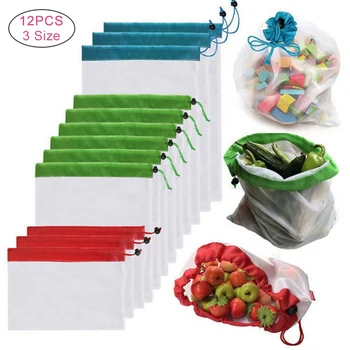 12Pcs Ecofriendly Mesh Produce Bags Reusable Mesh Bag for Fruit Vegetable/ Toys/ Sundries Storage Bags Kitchen Storage Organizer
12Pcs Ecofriendly Mesh Produce Bags Reusable Mesh Bag for Fruit Vegetable/ Toys/ Sundries Storage Bags Kitchen Storage Organizer