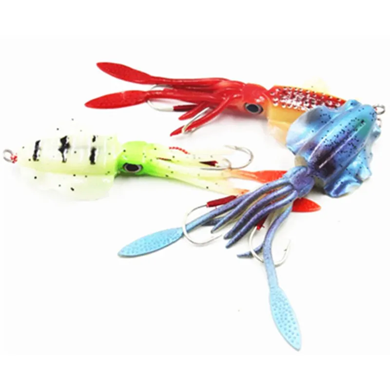 

3PCS Glow Fishing Soft Lure Octopus Calamar Pesca 15cm 60g Sea Fishing bait Wobbler Squid Jigs Hooks Fishing Lures Silicone lure