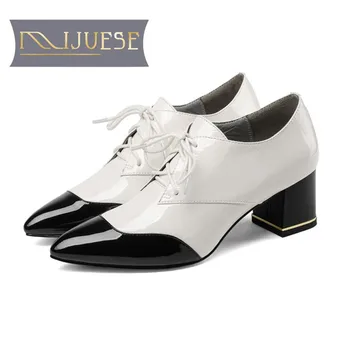 MLJUESE 2018 women pumps autumn spring cow leather pointed toe mixed color lace up high heels lady shoes office shoes
MLJUESE 2018 women pumps autumn spring cow leather pointed toe mixed color lace up high heels lady shoes office shoes