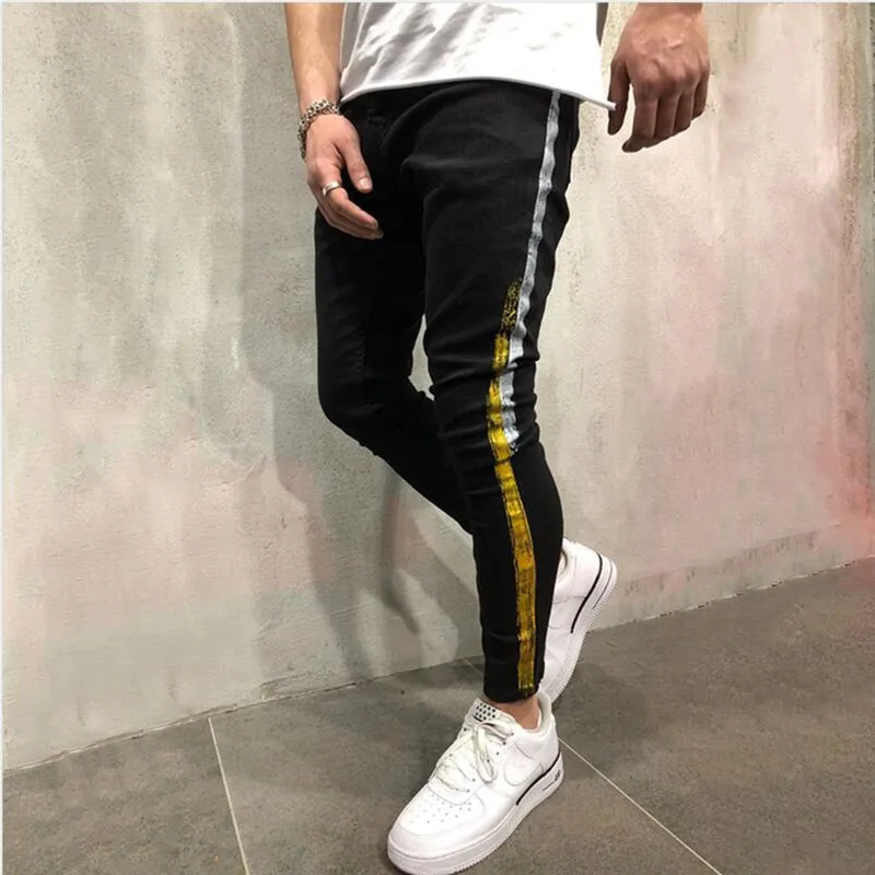 Men Brand New Personality Stripe Coating Printed Joggers Slim Fit Denim Pants Homme Hip Hop High Street Cotton Male Skinny Jeans
Men Brand New Personality Stripe Coating Printed Joggers Slim Fit Denim Pants Homme Hip Hop High Street Cotton Male Skinny Jeans