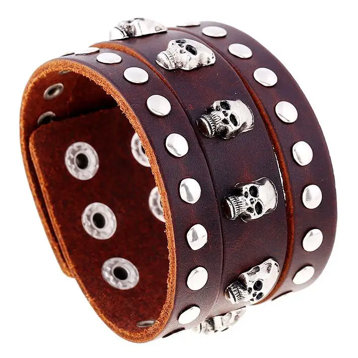 Fashion Wide Wristbands Leather Bracelets Skeleton Skull Silver Charm Punk Gothic Rock Bangle Belt For Men Biker Vintage Jewelry
Fashion Wide Wristbands Leather Bracelets Skeleton Skull Silver Charm Punk Gothic Rock Bangle Belt For Men Biker Vintage Jewelry